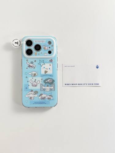 U2 可爱奶蓝色鎏金玉桂狗适用苹果17promax新款小众双层iphone16全包15手机壳防摔保护套