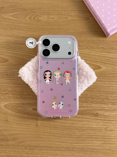 U2 粉底彩色星星女孩适用苹果18pro双层iPhone17/16磨砂15可爱手机壳