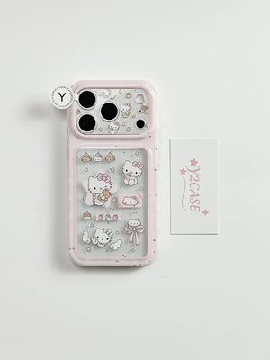 U2 卡通可爱粉色少女心Kitty贴图IMD双层手机壳适用iPhone17新款小众16个性简约15防摔保护套