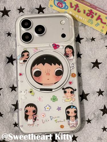U2 ins可爱白色小玉旋转支架适用iphone17promax苹果16手机壳15少女防摔保护套