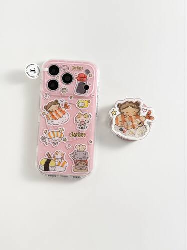 U2 古早甜虾寿司女孩适用苹果17pm磁吸iPhone16支架15双层可爱手机壳防摔保护套