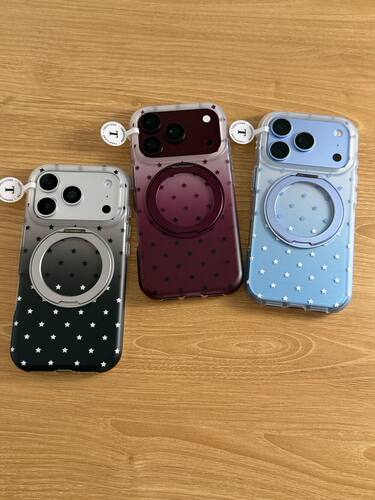 U2 360支点支架渐变色星星适用18pro苹果17韩系iphone16双层15手机壳