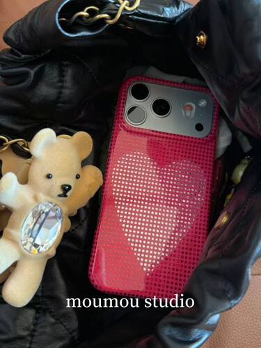 U2 ins古早玫粉色水钻爱心适用于苹果iPhone17promax手机壳16pro女15防摔保护套