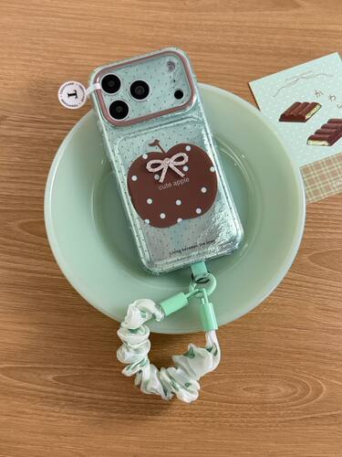 U2 薄巧波点蝴蝶结苹果适用18韩系17promax全包iPhone16挂绳手机壳少女简约15防摔保护套