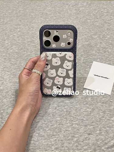 U2 可爱银底满屏波点西高地适用苹果18pro双层17pro/16/15磨砂手机壳