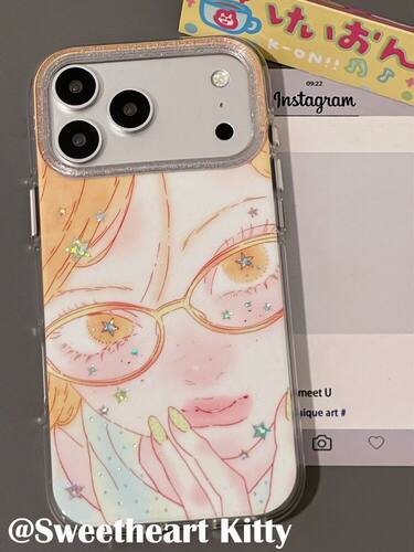 U2 ins古早镭射星星黄头发女孩适用iphone17promax新款小众苹果16个性手机壳15女防摔保护套