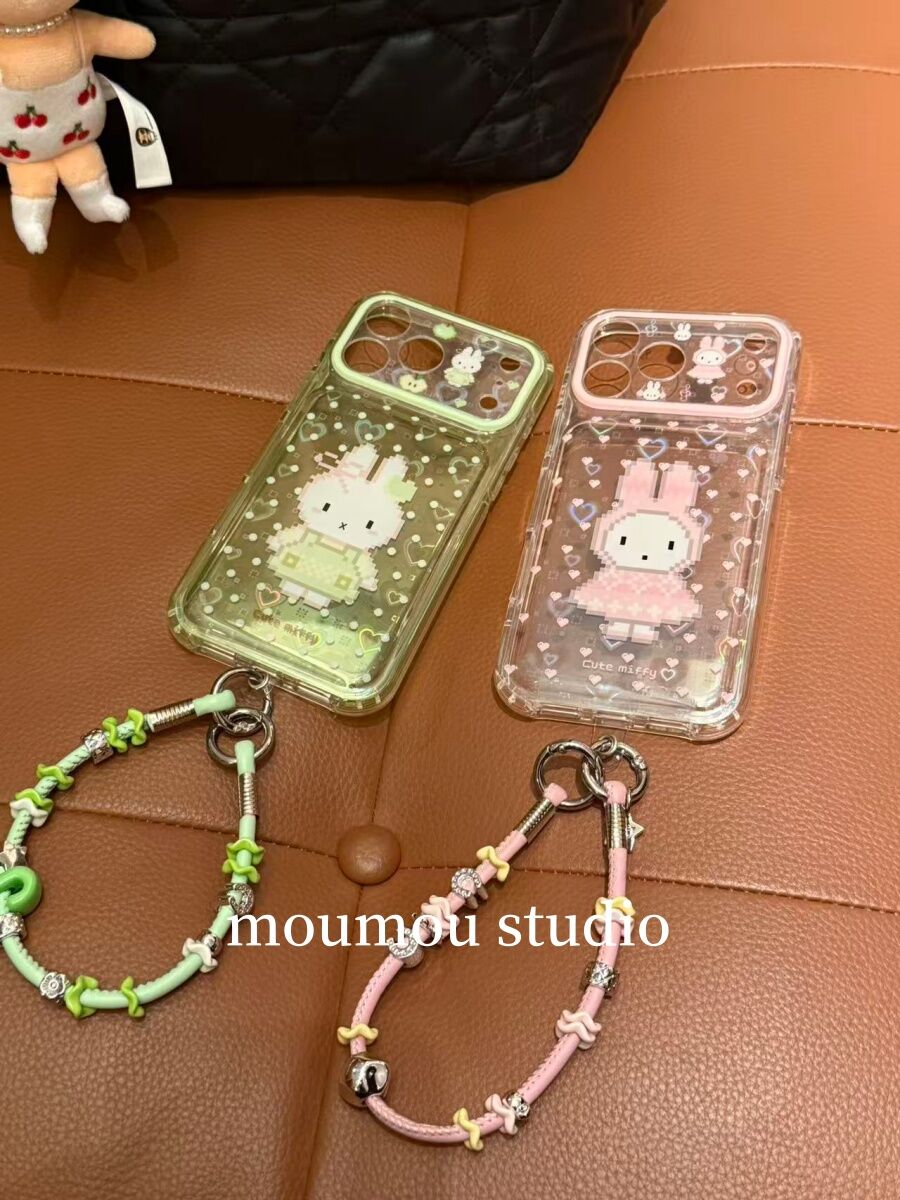 U2 古早镭射爱心米菲兔适用于iPhone17promax手机壳苹果16pro女款15防摔保护套