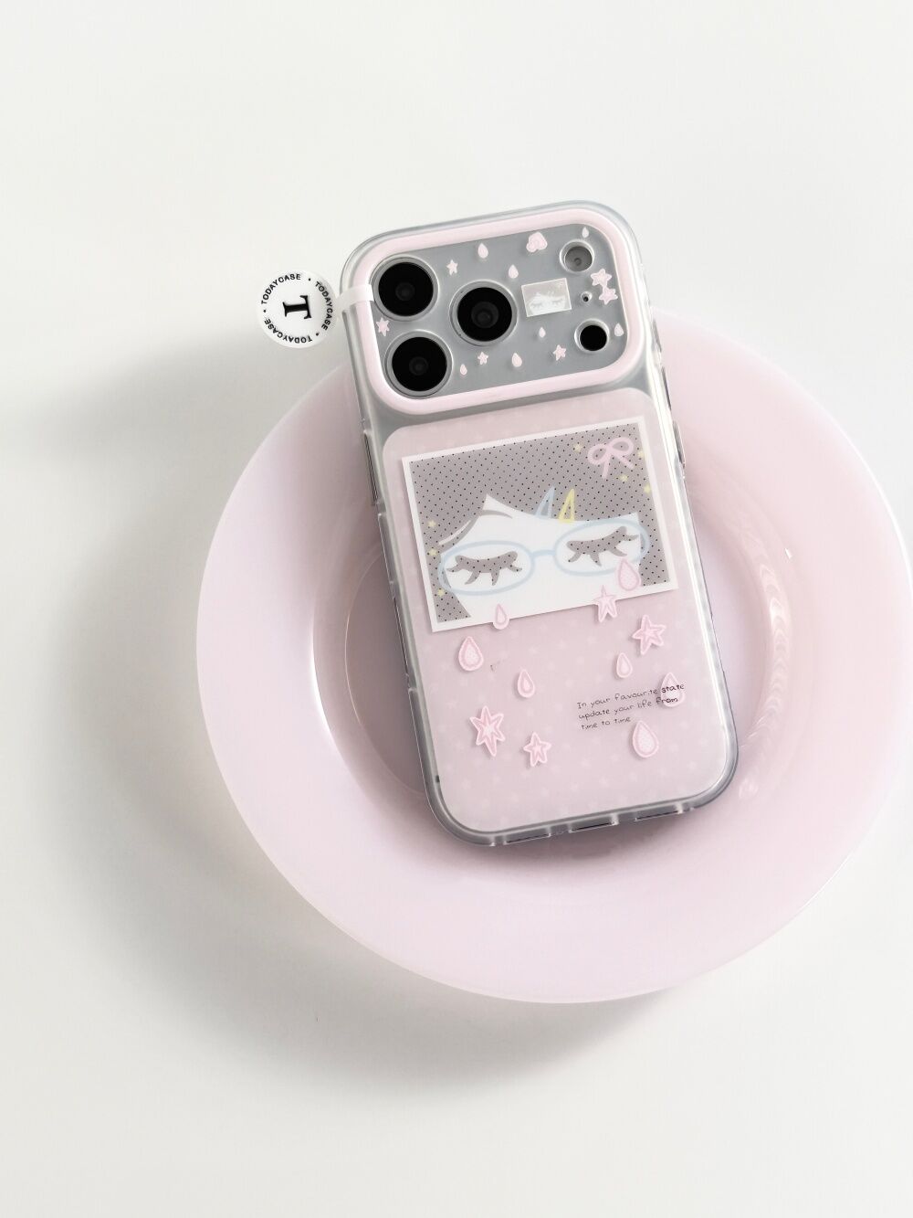 U2 可爱粉底泪珠女孩适用苹果17promax新款小众双层iphone16个性磨砂15少女心手机壳 防摔保护套