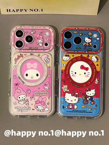 U2 古早皮质kt猫美乐蒂支架适用苹果iPhone手机壳防摔双层16少女