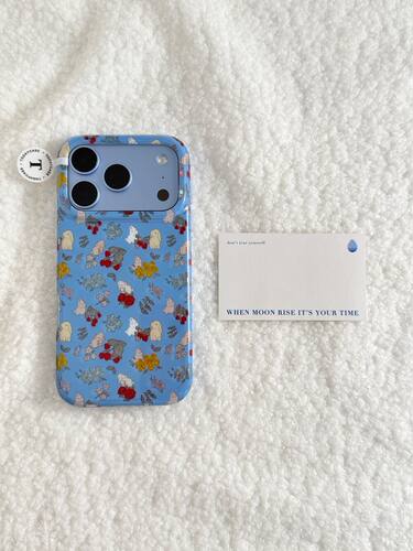 U2 ins复古蓝底碎花小兔适用苹果18pro双层iPhone17/16/15挂绳手机壳