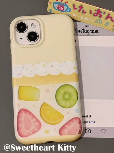 U2 ins黄色奶油水果蛋糕适用iphone17promax新款小众苹果16手机壳小清新15可爱个性创意防摔保护套