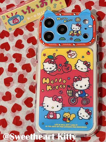 U2 侧边图案拼接色立体耳朵kitty适用iphone18promax苹果17手机壳16