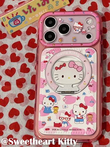 U2 ins粉色kitty旋转折叠支架适用iphone18promax苹果17手机壳16少女