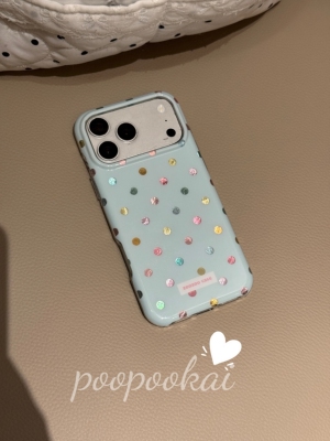 U2 韩系ins温柔奶油彩色波点锡纸手机壳适用iphone17promax苹果17新款15pro全包16Promax防摔保护套14女