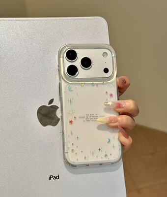 U2 梦幻透明彩星月亮英文标适用于iphone17promax新款小众苹果16小清新手机壳15简约个性创意14防摔保护套