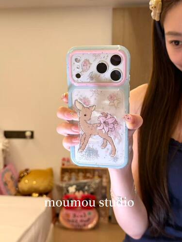 U2 ins韩系扶桑花小鹿适用于iPhone17promax简约手机壳苹果16pro女15防摔保护套