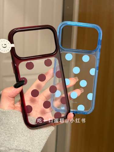 U2 酒红蓝大波点适用18promax手机壳iphone1716保护套