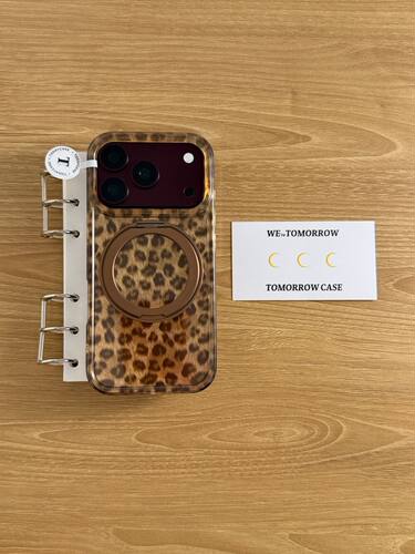 U2 360支点支架琥珀色豹纹适用苹果18pro双层iPhone17个性16手机壳15
