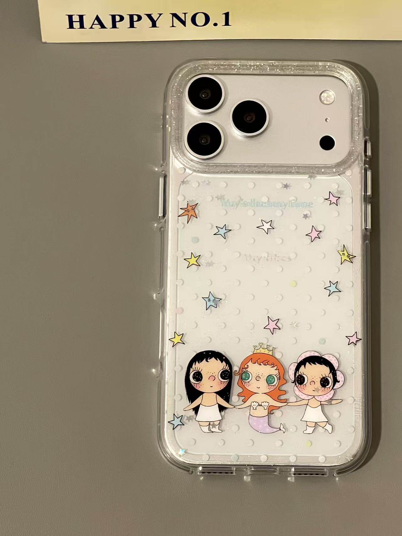 U2 透明白波点美人鱼小玉适用苹果17promax新款小众手机壳iphone16小清新卡通图案15防摔保护套