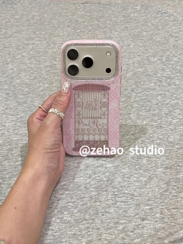 U2 韩系镂空闪粉玫瑰花园适用苹果17promax新款小众手机壳iphone16pro个性15防摔保护套