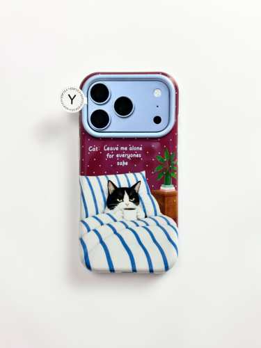 U2 卡通可爱创意被窝里的小猫IMD双层手机壳适用iPhone18