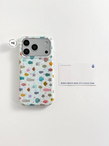 U2 ins锡纸纹彩色鱼群适用苹果17promax新款小众镭射iphone16个性清新15双层手机硬壳防摔保护套