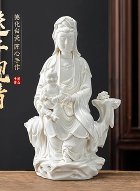 白瓷送子观音佛像家用供奉摆件