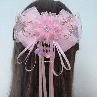 公主蝴蝶结发饰流苏飘带中国风女童头花娃娃夹古风款汉服发夹头饰