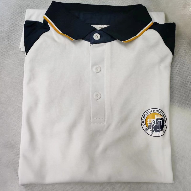 长郡中学校服夏季短袖翻领外国语滨江梅溪湖文化衫校服棉PoloT恤