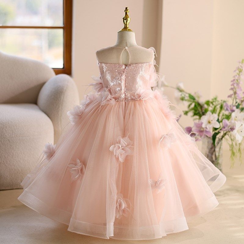 儿童礼服公主裙小女孩生日晚礼服走秀钢琴演奏演出服女童礼服高级