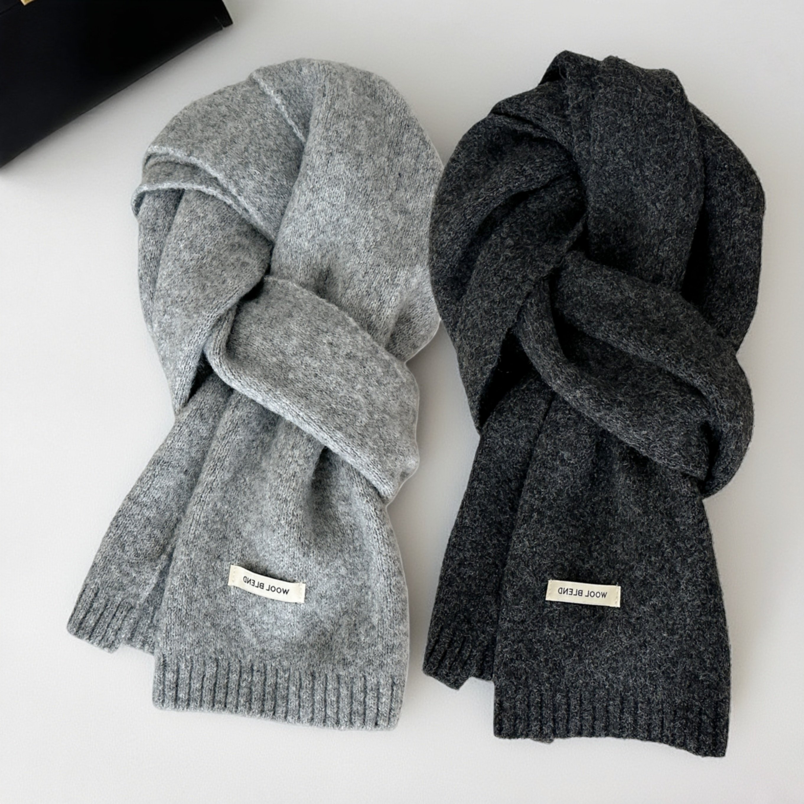 含羊毛灰色高级感针织男女围巾2025新款韩系冬季保暖学生礼物围脖