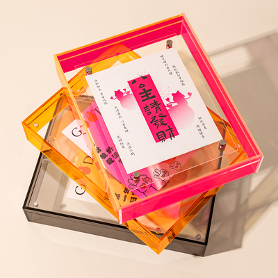 爱蒂可有钱有爱亚克力相框财神摆件装饰画框发财水晶球托盘礼袋