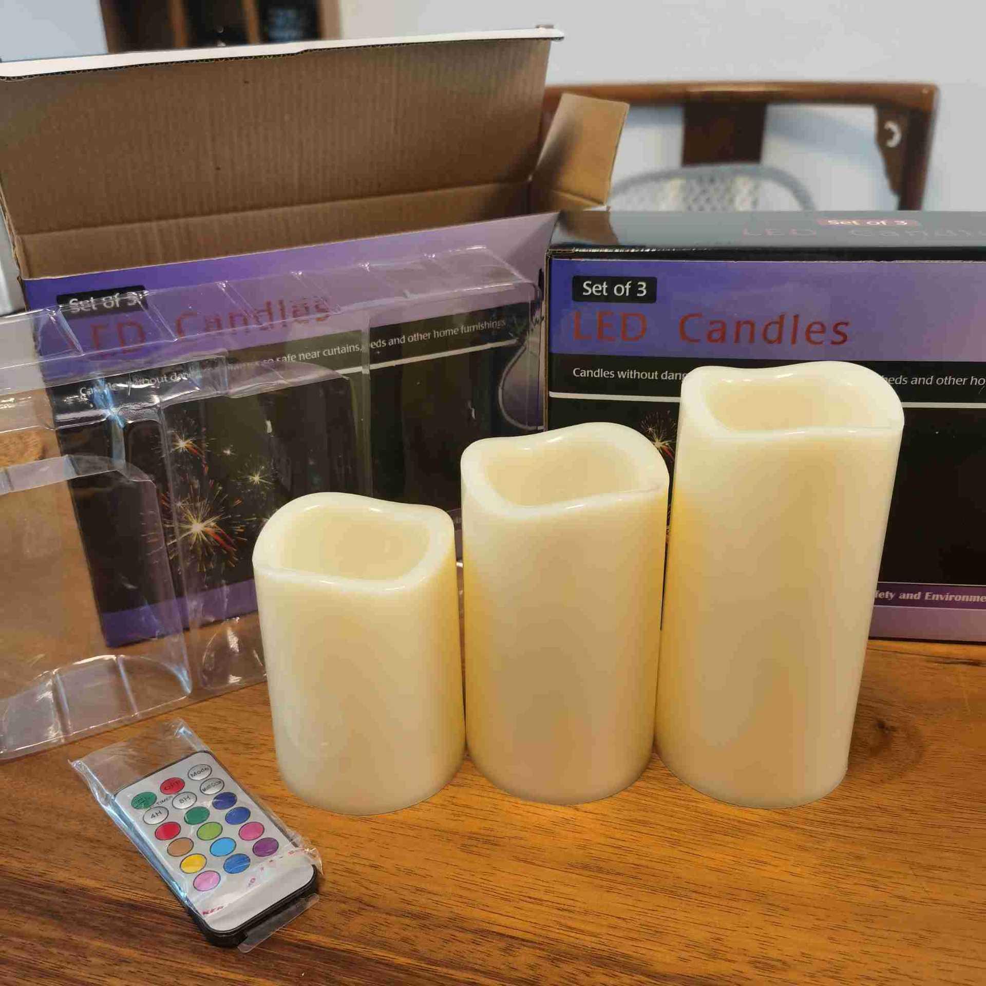 12色遥控不带电池三件套LED电子仿真蜡烛氛围灯婚庆道具求婚摆件