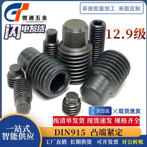 12.9级凸端内六角圆柱端紧定螺钉GB79顶丝DIN915M2.5M320M2430M36