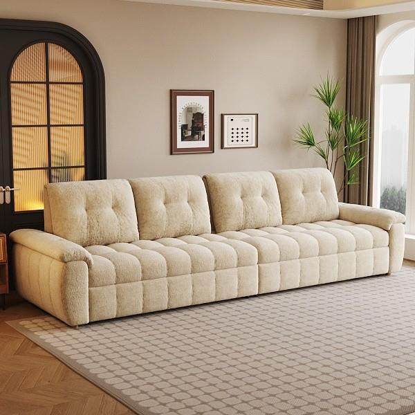 奶油风坐卧两用沙发床可折小型客厅伸缩推拉直T195#直叠大三户位,住宅家具,功能沙发,淘宝优惠券,粉丝福利购,淘宝优惠卷