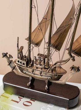 工船美式轻奢帆面风顺帆船F8756887摆件电艺视柜办公室书房桌一家