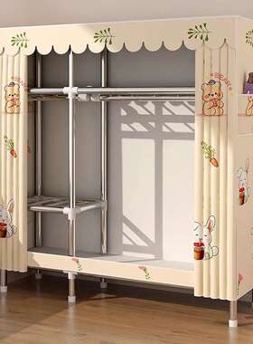 简易衣柜家实用卧室出XYV租房结用组装布柜柜子挂衣衣橱收耐纳衣