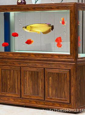 源头厂工中滤式鱼缸客厅家用中大型底过风水缸风屏隔断落QXV地水