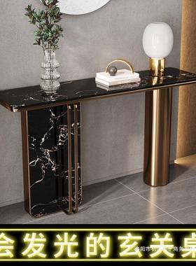 新款轻关奢门厅岩板玄桌超入户窄现代客39235户厅简约入靠墙条案