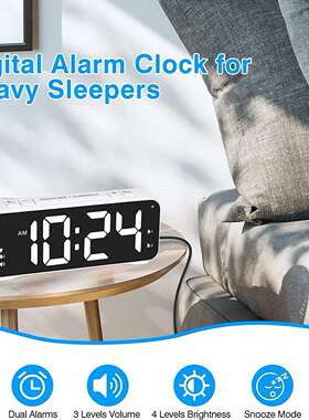 小型静音震F1089动闹学生LED夜字振动电子钟老人聋钟人光数听力障