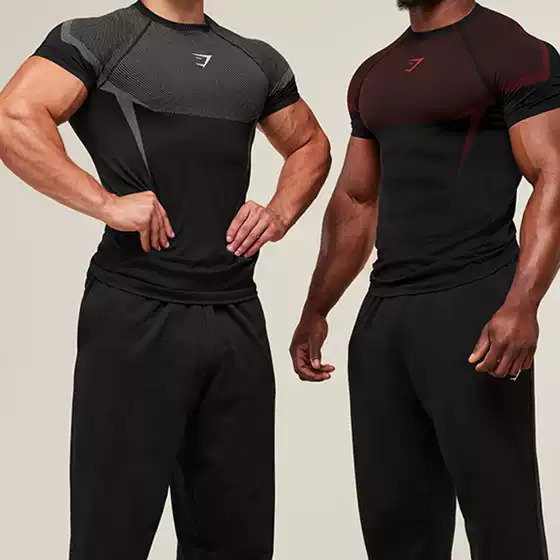Gymshark Superhero Sports Fitness Quick-Drying Stretch Top American-Style Men's Comfortable Breathable Tight-Fitting T-Shirt