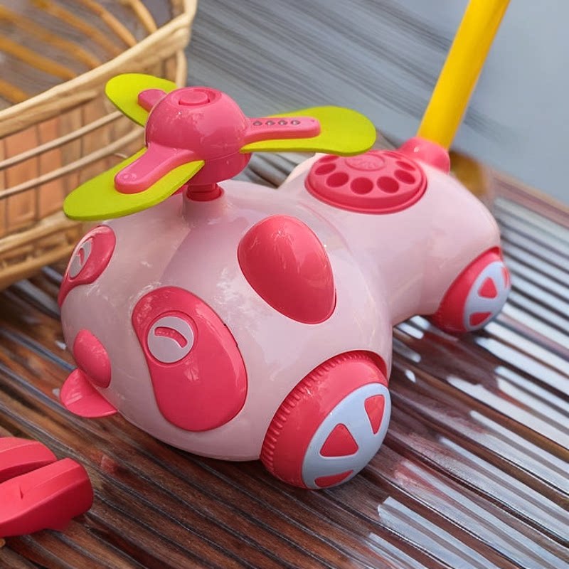 小孩子户外手推卡通熊猫玩具宝宝学步推推乐响铃儿童早教益智玩具