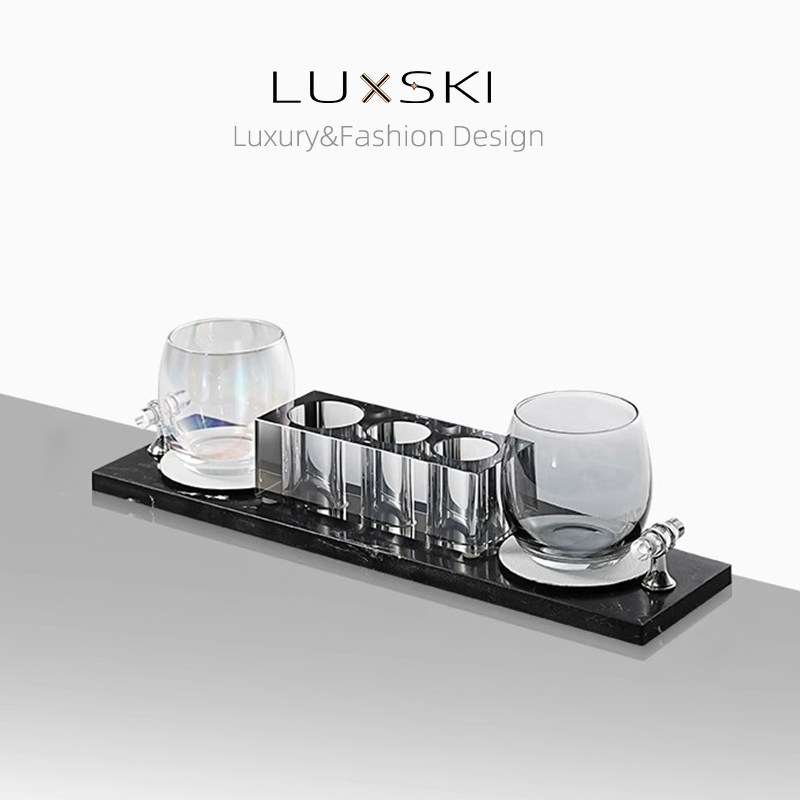 高级感电动牙刷牙膏架卫生间家用漱口杯置物底座新居装饰送人礼物