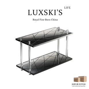 奢华洛高级别墅卫生间浴室洗漱台面水晶双层置物架洗漱用品收纳架