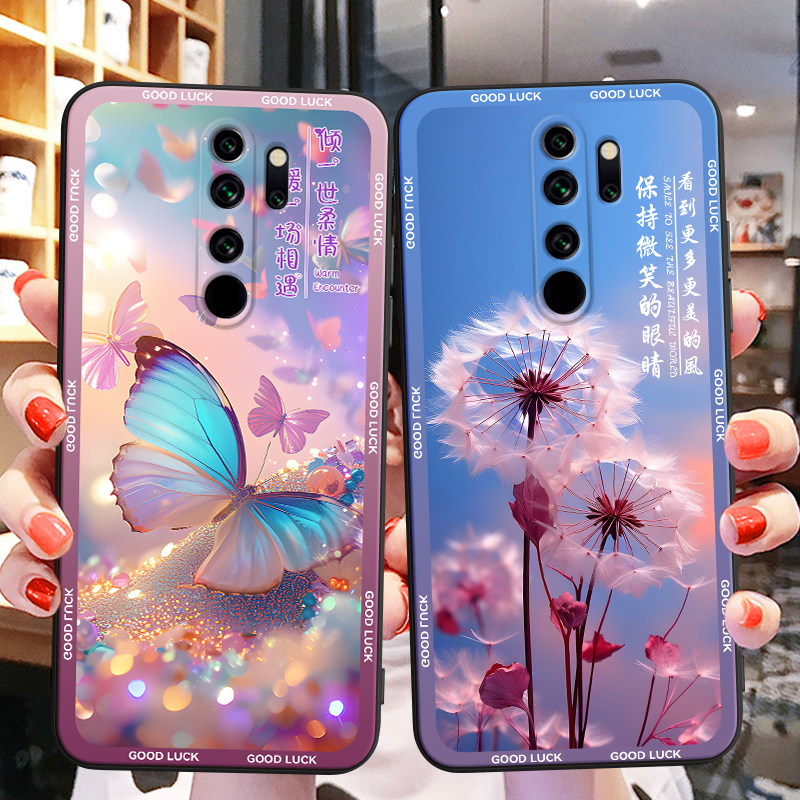 彬彧适用于红米note8pro手机壳note8pro软硅胶保护套m1906g7e时尚新款外壳redmi防摔note8pr艺术梦幻蝴蝶hong