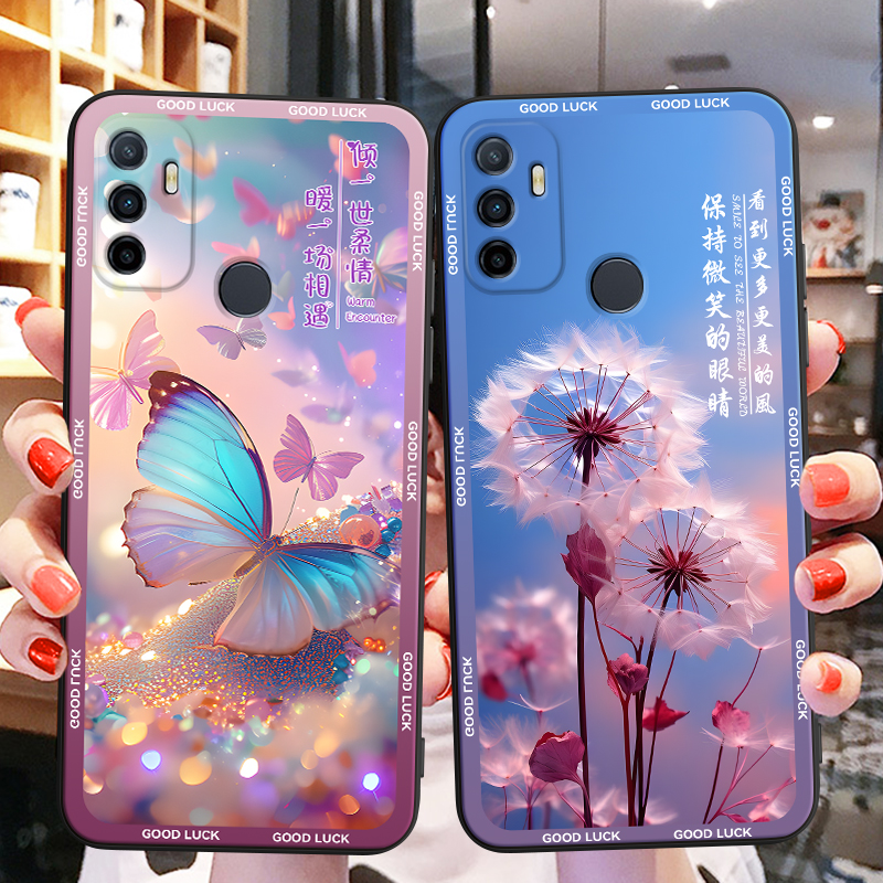 彬彧适用于OPPOA32直边手机壳 a32高级感硅胶保护套pdvm00防摔耐脏黑边不发黄a11s液态硅胶手机壳漂亮少女心