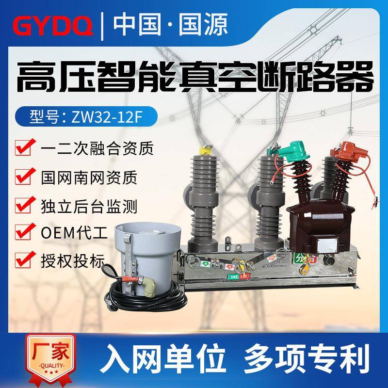 国源高压真空断路器ZW32-12F/630户外10KV智能看门狗分界柱上开关