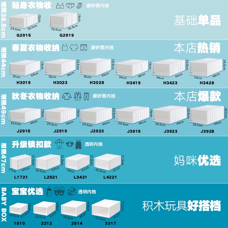 抽屉式收纳柜家用衣柜抽屉宝宝衣物储物柜塑料儿童组合式整理柜子