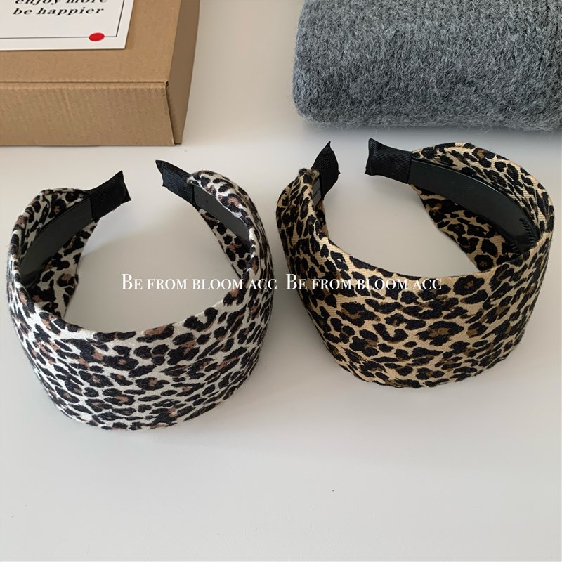 2024新款高级辣妹风豹纹大宽边8CM发箍时尚气质头箍百搭发饰女