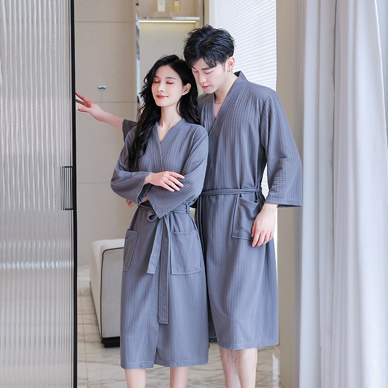 懒人游泳浴袍女夏季睡袍男士大码晨袍2024新款浴衣吸水度假风睡衣
